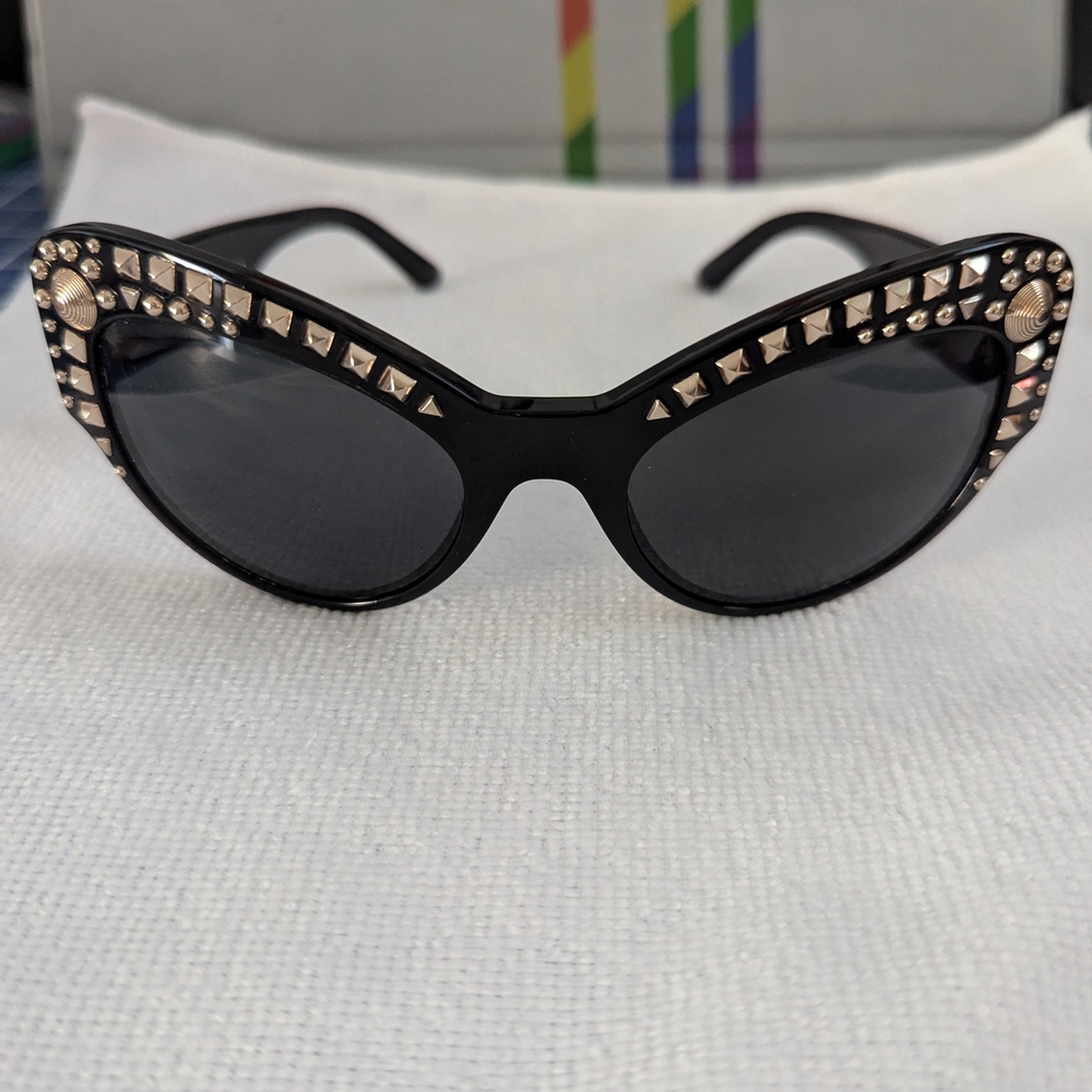 Studded Black Versace Cat-Eye Sunglasses